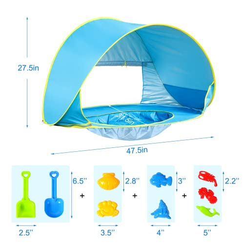 Barraca de praia para bebê GKPLY com piscina, barracas de praia pop-up para crianças pequenas ou inf