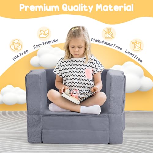 Portable Toddler Travel Bed, 2-in-1 Foldable Toddler Bed Sofa Chair, Soft Baby Kids Travel Floor Cot with Washable Covers Safety Foam Raised Bumper for Grandma's House Road Trips Camping Hotel by whiffee - Image 6