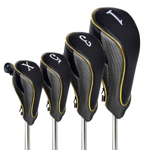 Couvre-clubs de golf dorés Andux MGMT30 pour stopper les rayures de vos drivers 460 CC avec zip