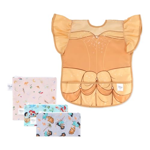 Bumkins Disney Belle Ruffle Apron Bib & 3-pack Snack Bags