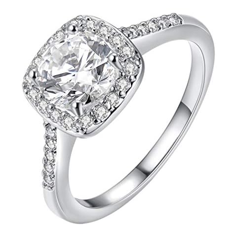 Cutesmile Fashion Jewelry 925 Sterling Silver CZ Crystal Square Rings Wedding Rings for Women (9) Cover