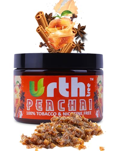 UrthTree Hookah Flavors, Shisha Herbal Molasses, Tobacco Free And Nicotine Free, 250 gram - 8.8 Ounce, Premium Variety Flavors, Made 100% From Apple Skin (Peach Chai)