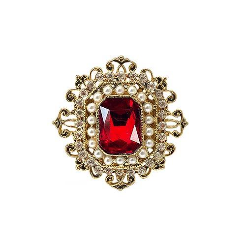 Antique Rhinestone Brooch Pin for Women Girls Gold Tone Vintage Baroque Rectangle Crystal Shell Pearl Boho Victorian Style Brooches Lapel Pins Elegant Wedding Christmas Festival Ornament Jewelry Gift