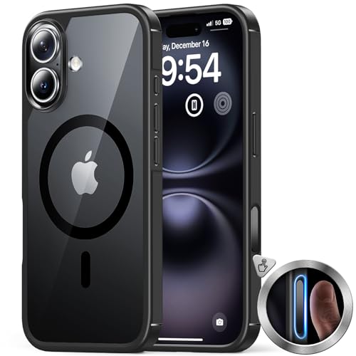 Coque iPhone 16 MagSafe TAURI noire mince protection militaire bouton camera