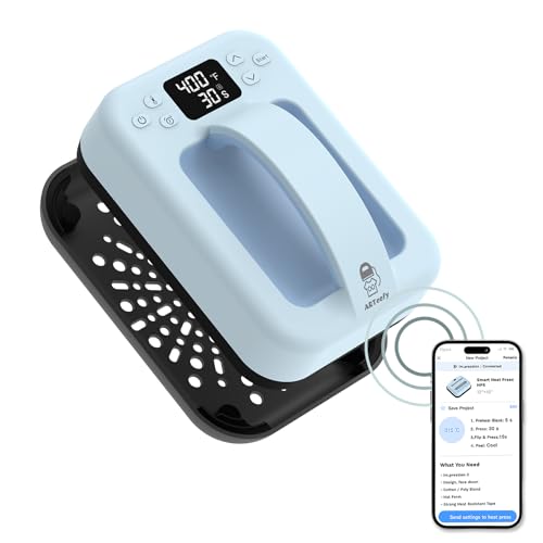 ARTeefy Smart Heat Press Machine (7' x 5') with Bluetooth App Control - Portable Hands-Free Iron for...