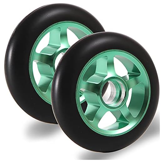 Roues de Trottinettes Freestyle 110mm, 2Pcs Remplacement Roues pour Scooter, avec ABEC 11 Roulement, Paire de Roues de Pro Stunt Scooter/Trottinette Freestyle(Vert)