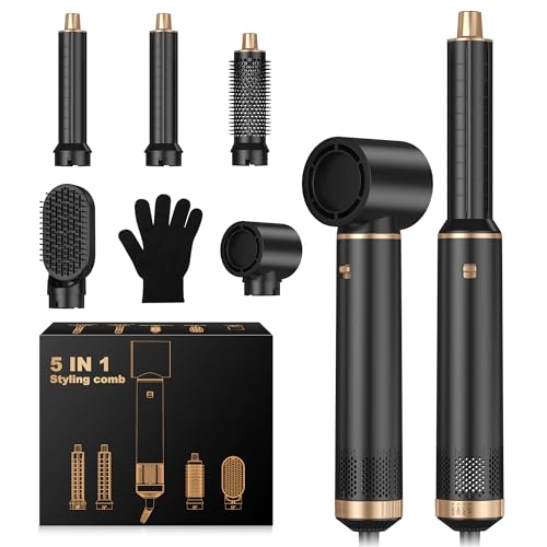 Airbrush 5 en 1 Seche Cheveux 5 en 1, Brosse Soufflante 5 en 1 Avec Seche Cheveux Boucleur, Brosse Souflante, Thermal Brush, Air Styler 5 en 1 Pour Sécher,...