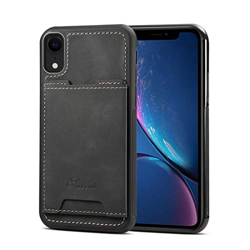 Housse anti-chute iPhone XR en cuir PU noir texturé de haute qualité