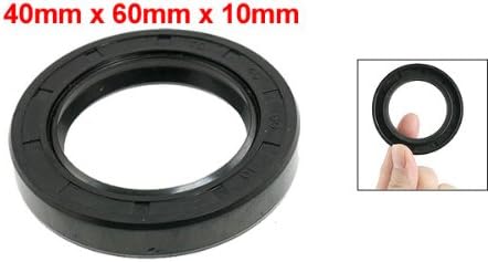 sourcing map 40mm x 60mm x 10mm TC Rubber Steel Spring Double Lip Oil Shaft Seal, Black, 40x60x10mm - Image 3