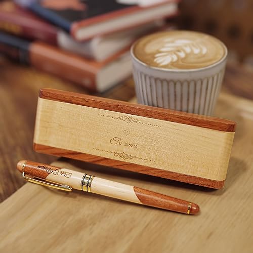 Stylo en bois personnalisé avec boîte cadeau d'affaires dentelle pour un hommage unique