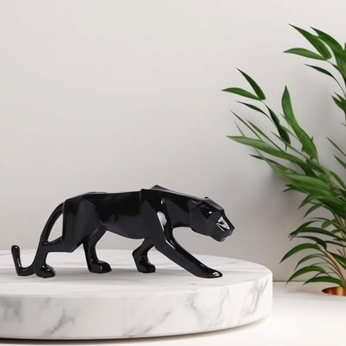 Image of Xtore Modern Geometric Black Panther Statue for Home Decor (Pack of 1, Black)