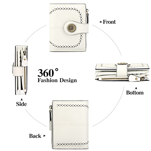 Image of SENDEFN Small Womens Wallet Leather Bifold Card Holder RFID Blocking with Zipper Coin Pocket