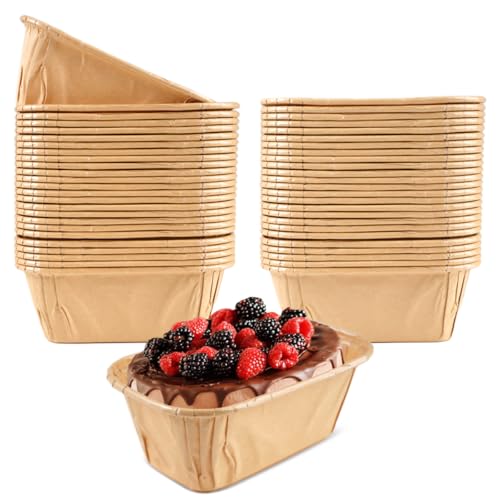 50 Pièces Mini Carrés Caissettes Cupcake, 11.5x4.3x4.3 cm Caissette Muffins Papier, Résistant à L'huile et aux Hautes Températures Moule a Cake Jetable...
