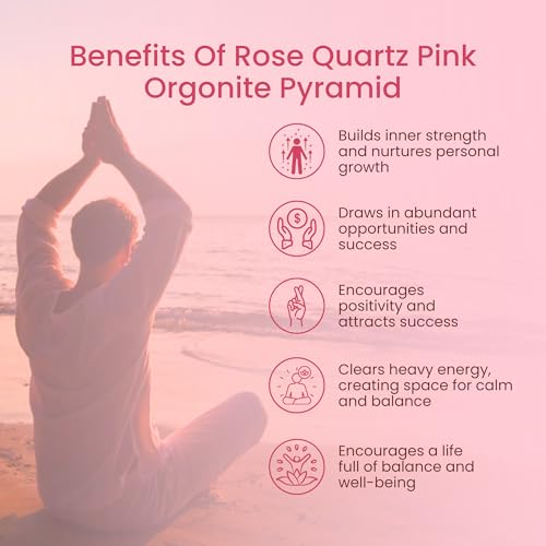 Image of Rose Quartz Orgone Pyramid for Healing Energy - Handcrafted Crystal Pyramid with Copper Coil for Love, Harmony & Meditation - Reiki, Chakra Balancing, Positive Energy Generator Spiritual Gift