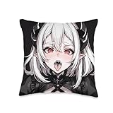 Pro Waifu Social Club Lewd Anime Devil Girl Hentai Waifu Throw Pillow, 16x16, Multicolor