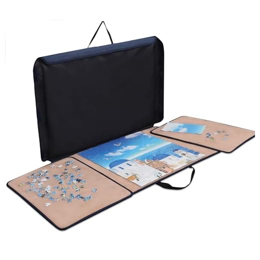 Becko Jigsaw Puzzle Board Portable Puzzle Case Puzzle Storage Puzzle Saver, Non-Slip Surface, for Up to 1000 Pieces (Dark Blue & Khaki)