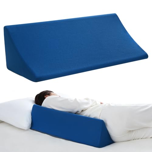 Image of Vekkia Wedge Pillow for Side Sleeping, Positioning Back Support Pillow with Firm Support for Side Sleeper, Bedsore Prevention, Post-Surgery Recovery, Back Pain, Machine Washable Cover, Blue