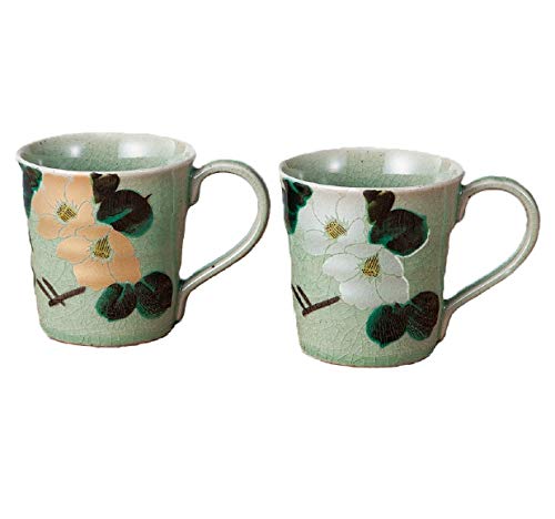 九谷焼 ペア マグカップ 金銀椿