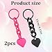 Eldraqth 2 Pcs Acrylic Heart Keychain for Women Black&Hot Pink Purse Charms for Handbags Heart Link Keychain Accessories for Tote Bag