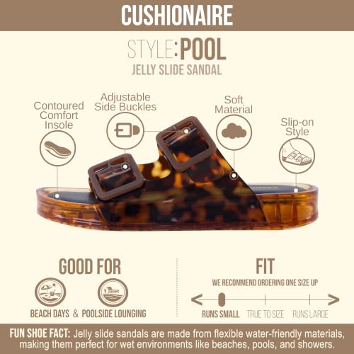 Image of CUSHIONAIRE Pool Slides for Women Water Resistant Double Buckle Adjustable Slip-On Womens Sandals for Beach Shower Casual Wear