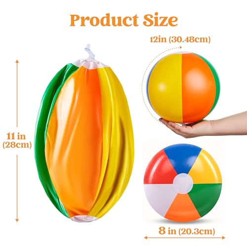 JOYIN Regenbogen Strand Bälle (12 Pack), 30 cm aufblasbare Schwimmbad Spielzeug für Sommer Wasser Spiele Kinder 12 Zoll