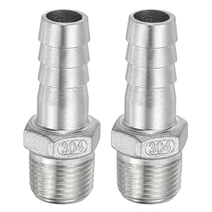 PATIKIL Schlauchverbinder 304 Edelstahl Schlauchanschluss, 2 Stück 1/2" Schlauchadapter x 3/8" NPT Gewinde Schlauchtülle Verschraubung für Luft Gasschlauch Kraftstoffleitung Wasserschlauch