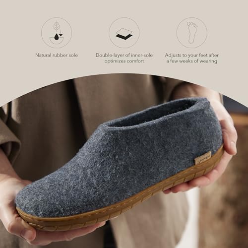 Image of Glerups 100% quality wool mix Shoe Slipper with rubber sole - Unisex