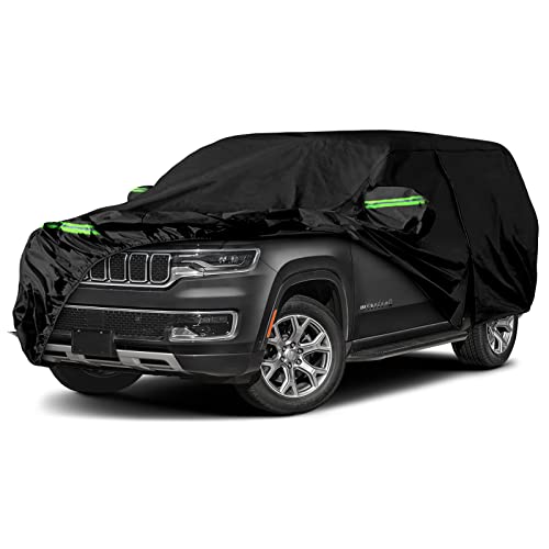 Waterproof Car Cover Replace for 2022-2025 Jeep Wagoneer/Grand Wagoneer, 6 Layers All Weather Car Covers with Door Zipper & Windproof Bands for Snow Rain Dust Hail Protection