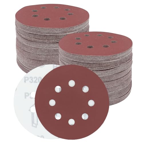 Goysen 125mm Sanding Discs, 5 Inch 8 Hole Round Sanding Discs Pads for Random Orbital Sander (320 Grit)