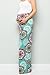 My Bump Women's Maternity Casual Bohemian Damask Palazzo Pants W/Tummy Control (Large, Mint/Magenta SK)
