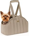Pecute Dog Purse Carrier for Small Dogs - Lightweight Soft Breathable Foldable Cat Carrier | Stylish Dog Carrier Purse for Puppies, Cats, Rabbits - Ideal Gift for Travel, Subway, Vet Visits,Khaki