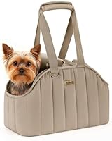 pecute Hundetasche für Kleine Hunde 3kg, Tragetasche Hund Hundetragetasche Leichte, Faltbare Hundetransportbox, Katzen Transporttasche für Unterwegs (Khaki)