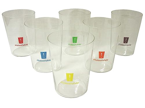 Dkristal Lote 6 Vasos Sidra Cristal Transparente Sella 500ML Colores TU Vaso TU Color