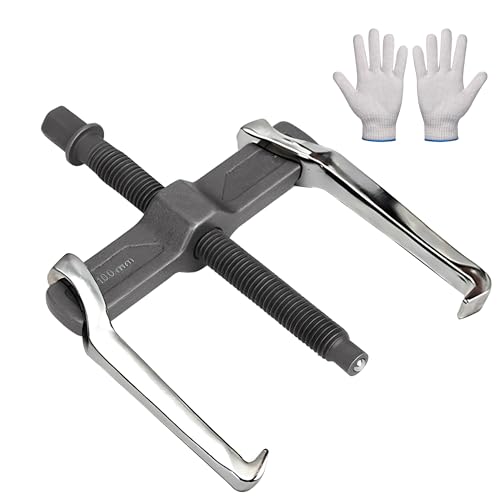 Estrattore Cuscinetti con Un Paio di Guanti in Cotone,Estrattore a 2 Bracci da 100mm,Rinforzato Estrattore Universale a 2 Griffe,per la Rimozione di Piccoli Cuscinetti, Ingranaggi, Puleggia