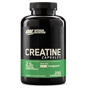 Optimum Nutrition Creatine Capsules met 2500 mg niet-gearomatiseerd Creatine Monohydraat per portie, Creatine Voedingssupplement Capsules ter ondersteuning van prestaties, 100 porties, 200 Capsules