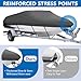 Heavy Duty Waterproof Boat Cover 17-19 ft - Trailerable Marine Grade Tarp for V-Hull, Tri-Hull, Bass & Runabout Boats - UV Resistant, All-Weather Protection for Fishing & Skiing (Gray, 14-16ft)