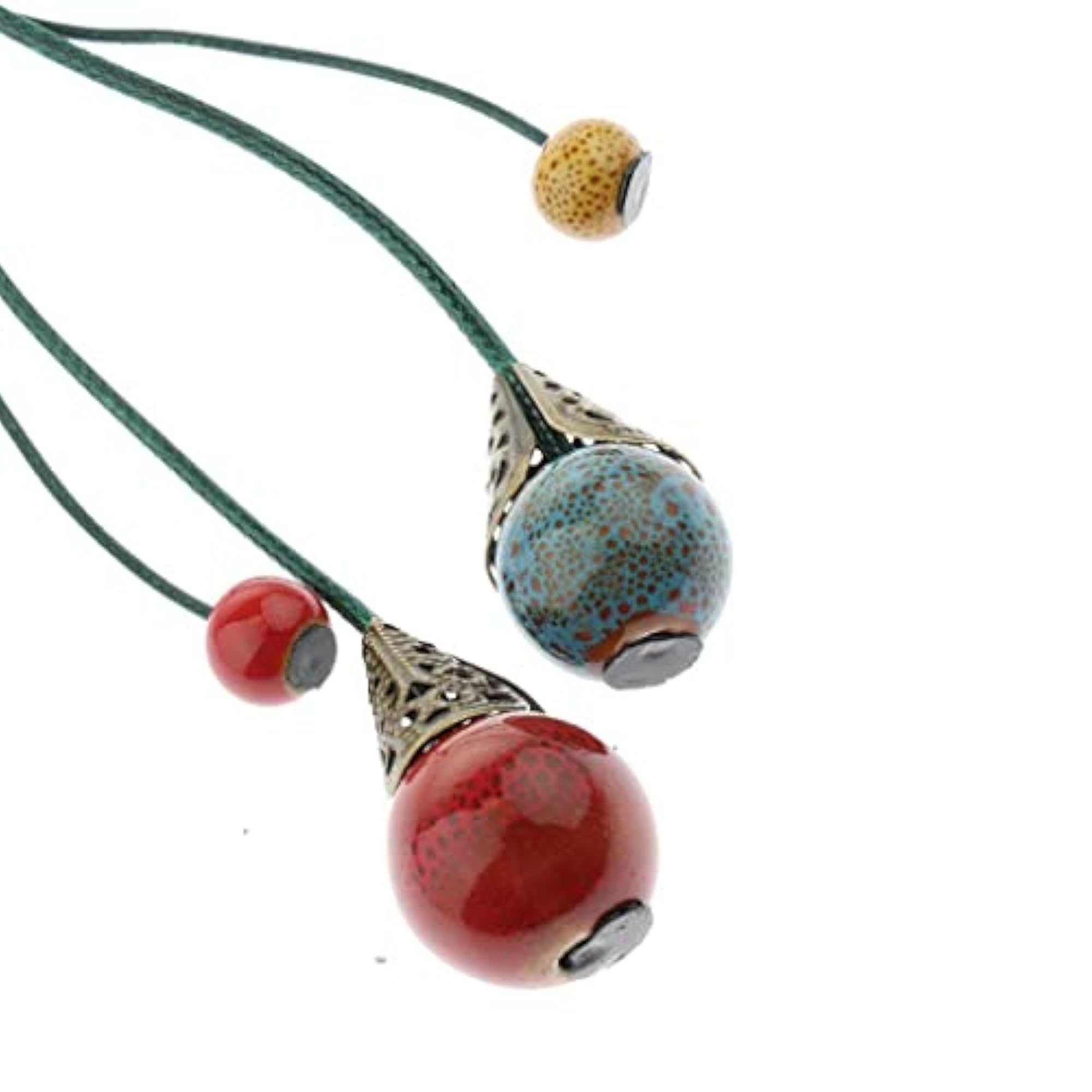 Ethnic Ceramic Beads Necklace with Tassel Pendant