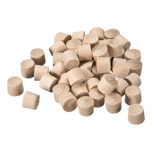 Image of Uxcell 120Pcs Flat Head Wood Plugs, 3 /8 Inch Wooden Button Screw Plugs, Beige Wood, 11mm x 10mm x 9mm, Hide Screw Holes, Suitable for Furniture, Tables, Chairs