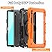 SEYMAC Case for Samsung Galaxy Tab S10 Lite/ S10 FE/ S9 FE/ S9 5G (10.9''/11''), Heavy Duty Shockproof Protective Case with Screen Protector, Rotating Stand, Hand Strap and Pen Holder, Orange