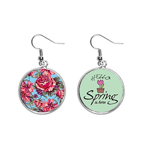 Pendientes de primavera colgante decorativo flor de vida hojas color cielo