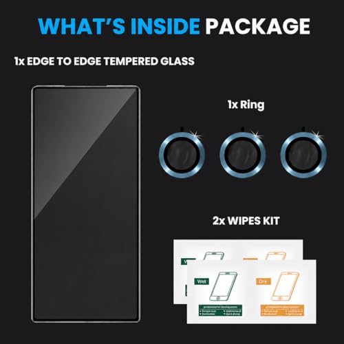 Image of FIRST MART Tempered Glass for Samsung Galaxy Z Fold 5 5G with Blue Camera Ring Guard & Installation Kit | HD Clear Edge-to-Edge Screen Protector, Scratch Resistant, Case-Friendly | Pack of 1