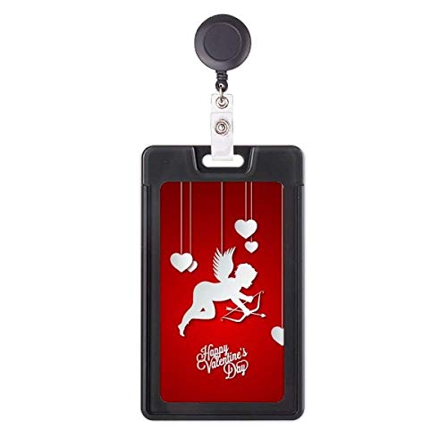 Porte-badge rétractable Happy Valentine's Day enrouleur badge de travail rouge et blanc