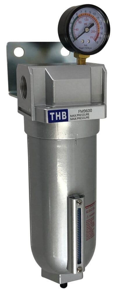 1" NPT Industrial Coalescing 0.01u Micron Filter Removes 99.98% of Oil, Moisture Vapor, Aerosols from Compressed Air Lines, 11oz Bowl, Auto Drain