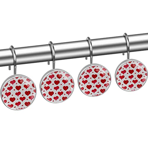 Crochets rideau de douche Saint-Valentin avec coeurs rouges décoratifs - 3