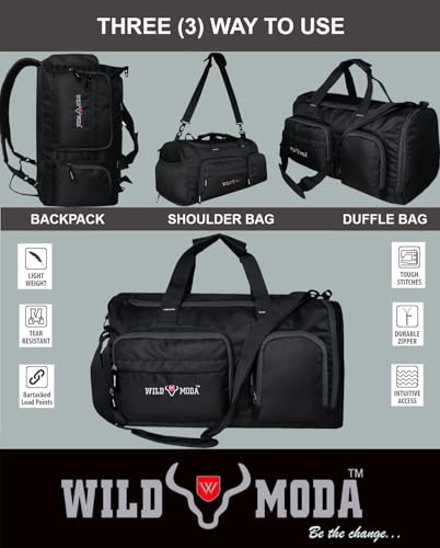 Image of FlexForce 45L All-in-One Duffel Bag, Gym Bag, Rucksack, Travel Bag, Sports Bag (Black)