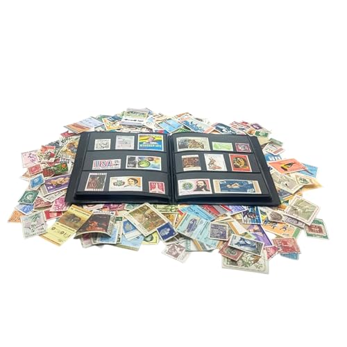IMPACTO COLECCIONABLES - 500 American Stamps Collection with Included Album (5.5 x 7 x 0.4 in), Black, 14 x 18 x 1 cm - Image 2
