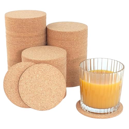 YOFDAL 30 Pezzi Sottobicchieri in Sughero, Rotondo Diametro 10cm x Spessore 3mm, per Casa, Bar e Ufficio