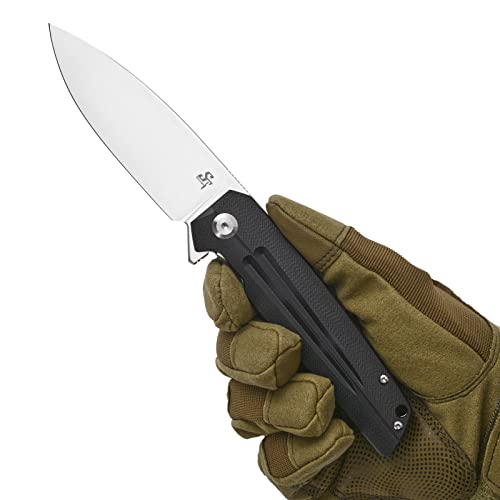 Sitivien St152 Folding Knife,K110(D2) Steel Blade With G10 Handle Edc Tool Knife For Outdoor Camping,Hiking,Fishing(Black) #TOP4
