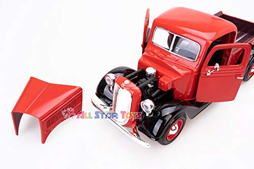 Motormax 1937 Ford Pick Up Truck rojo con negro 1:24 miniatura 3