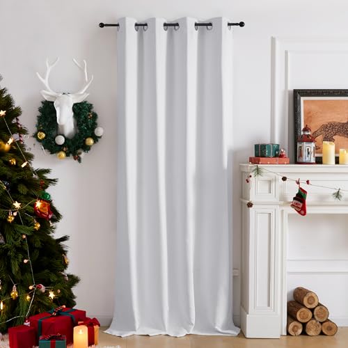 Deconovo Blackout Curtains Thermal Insulated Room Darkening Eyelet Curtains Energy Saving Super Soft Curtains for Bedroom 55 x 110 Inch Silver Grey 1 Panel